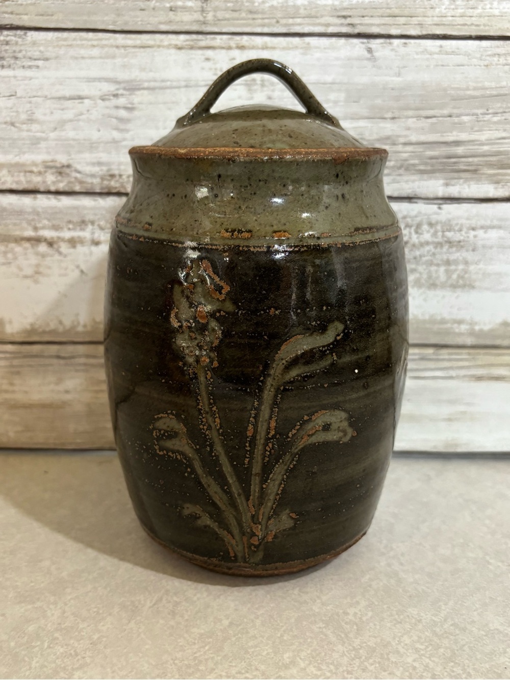 Handmade pottery canister